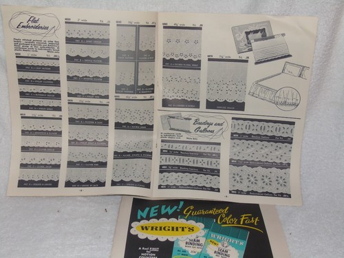 Wrights Sewing Notions Trimmings Catalog 1955 2 Color Cards - Picture 5 of 7