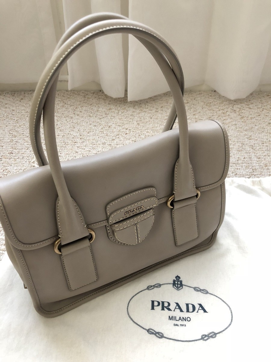 Authentic Prada Handbag In Light Etoupe