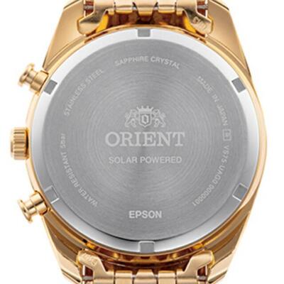 Orient Contemporary RN-TX0301G Panda Gold Chronograph Solar Analog Watch Men NEW