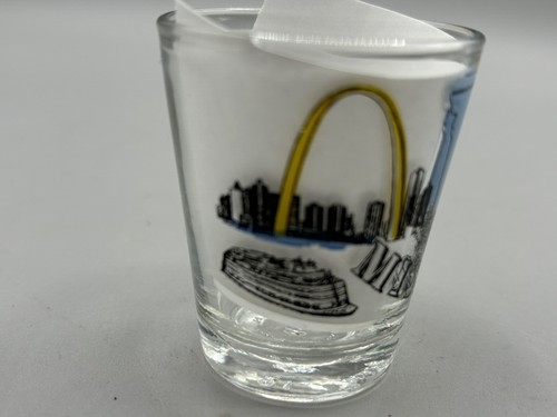 Vintage Missouri Schnapsglas Reise Souvenir St Louis Arch Riverboat 1980er Bar - Bild 2 von 9