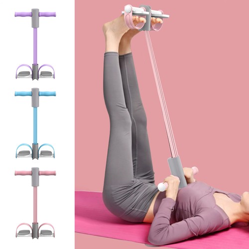 4-Tubes Foot Pedal Resistance Band Body Stretch Pull Puller Rope Yoga Exercise - Photo 4/15