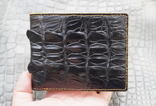 Black Alligator Crocodile Print Leather Skin Men's Bifold Wallet F21