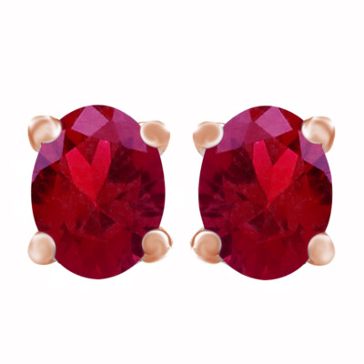 0.50 Ct Oval Cut Ruby 14K Rose Gold Plated Stud Earrings 5x3