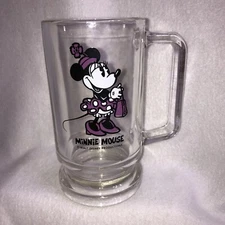 Vintage 1970s Minnie Mouse Drinking Glass Mug w Handle Walt Disney Productions
