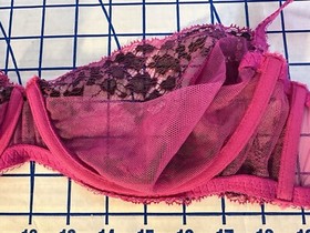 L'AGENT by AGENT PROVOCATEUR Reya Lace Mesh Pink Black Bra Underwire 32E W Tag