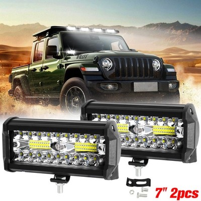 2pcs 7''inch LED Work Light Bar Flood Spot Offroad Fog Lamp For 4WD ATV SUV Truck