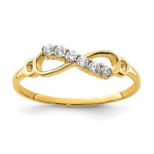 10K Yellow Gold Cubic Zirconia Infinity Ring Size 7 for Women 0.95 gram