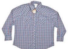 Wrangler Wrancher Men's XXL Blue Plaid Long Sleeve Western Pearl Snap Shirt NWT