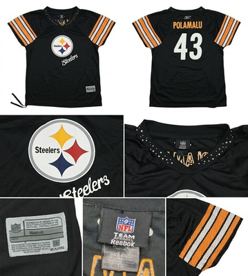 #ad Reebok Pittsburgh Steelers Troy Polamalu #43 Rhinestone Jersey Womens XXL Black $44.99