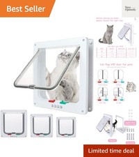 Cat Door Flap Outer Size 9.9" x 9.2", 4 Way Locking Large Cat Door for Interi...