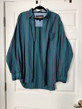 Ralph Lauren Chaps Mens XL Dress Shirt Long Sleeve Button Down Striped Blue Teal