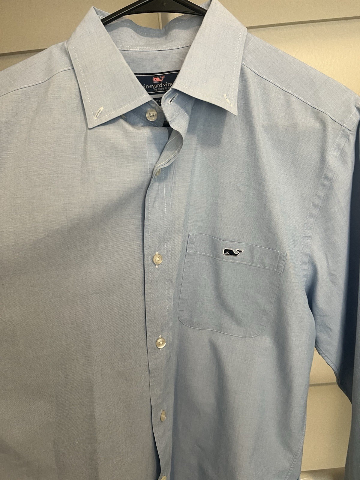 Vineyard Vines M Classic Fit Tucker Shirt Long Sleeves Blue Cotton Whale pocket