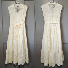 New Steve Madden Clover Eyelet Maxi Dress Marshmallow White Cotton S Small