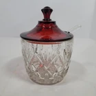 VTG Anchor Hocking Royal Ruby Red Marmalade Jar w/ Lid and Spoon