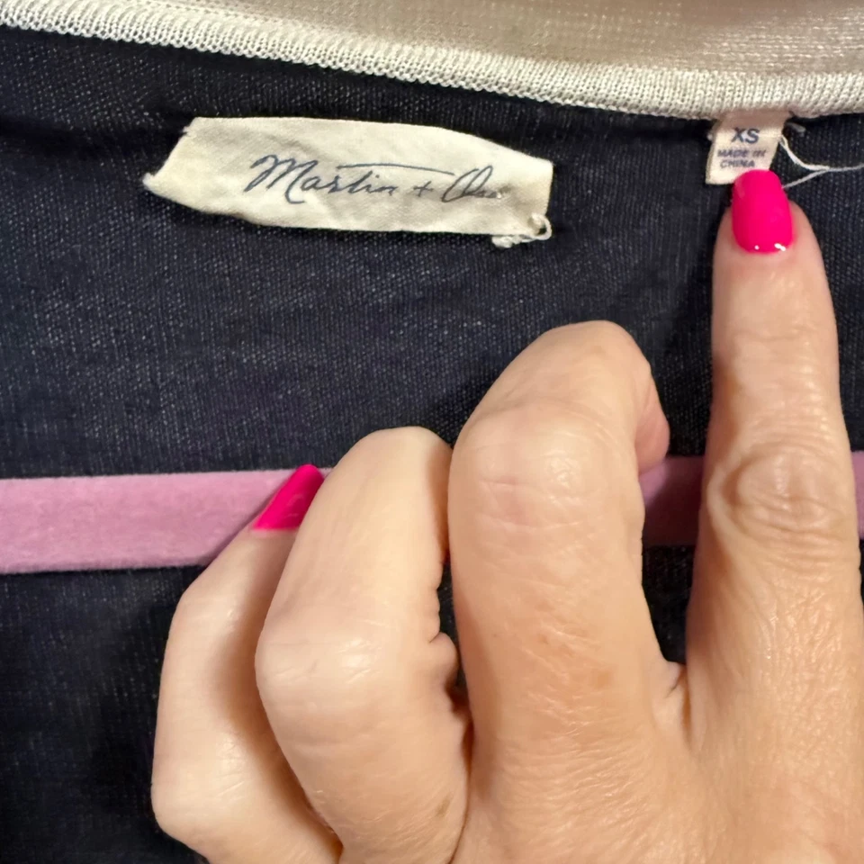 Cárdigan Martin + Osa Azul Blanco Cuello en V Modal Seda Mezcla Cachemira Talla XS Foto 3 de 4