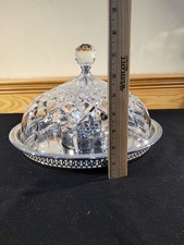 Stunning Waterford Crystal & Chrome Flush Mount Ceiling Fixture Large Knob 13”