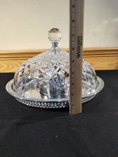 Stunning Waterford Crystal & Chrome Flush Mount Ceiling Fixture Large Knob 13”