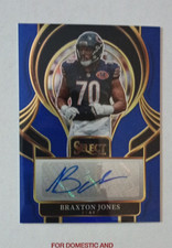 Panini Select 2025 Braxton Jones Bears Blue Prizm Auto #SIP-BJS /99 Rookie