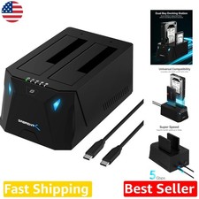 USB-C Dual SATA HDD Dock  5Gbps Speed  Tool-Free  Clone Drives Easily