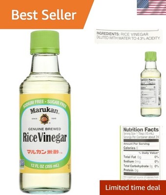 Marukan Genuine Brewed Rice Vinegar - 12 Oz Multi-Cuisine Gourmet Ingredient