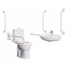 Balterley Accessible Pack: Comfort Height Toilet Pan & Cistern, Wall Hung Basin