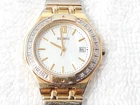 Vintage Seiko Women Gold Tone Mother Pearl Dial Diamonds Bezel Date Quartz Watch