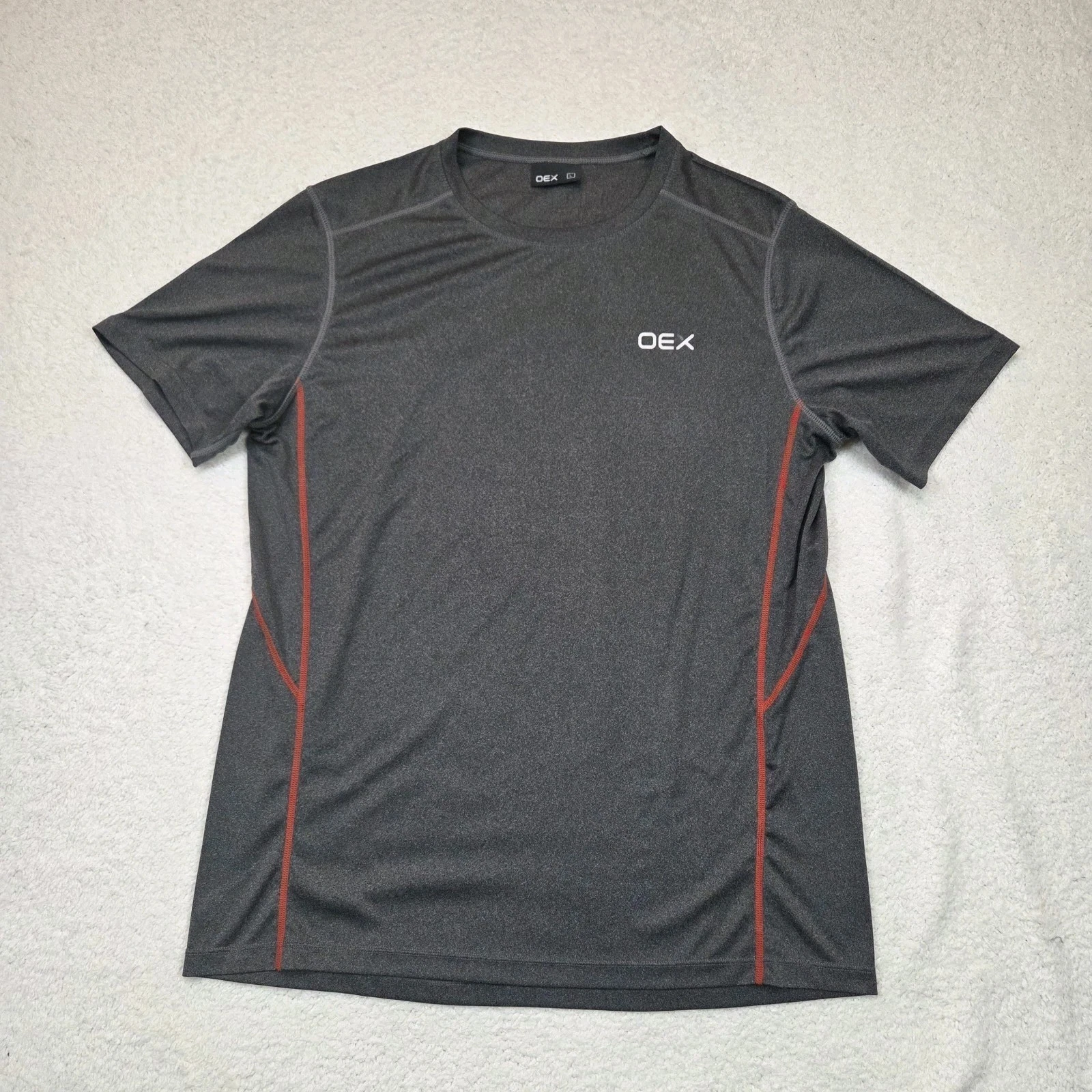 Oex Running T-Shirt Size Large Grey Lightweight Breathable Wicking Quick Dry