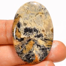 Natural Black Crazy Lace Agate Oval Cabochon Gemstone 48.5 Ct 36X24X5 mm A-37081