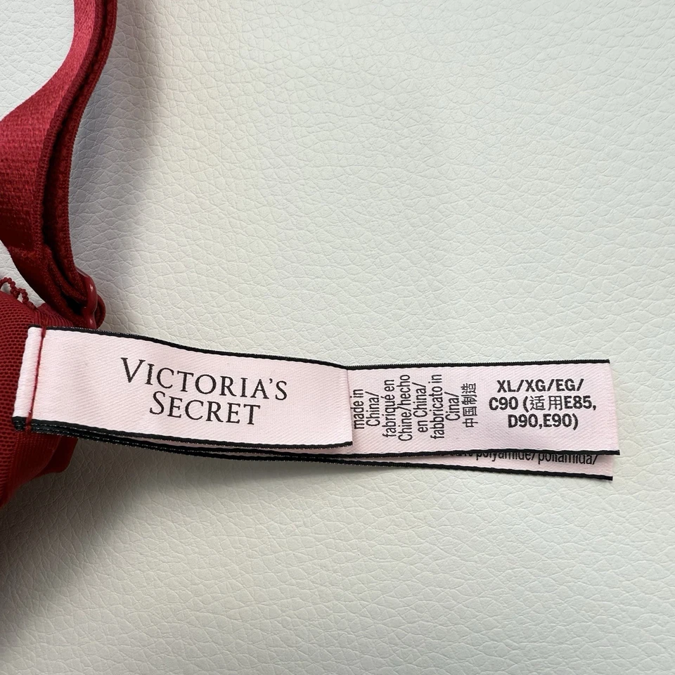 Victorias Secret Padded Demi Bralette Size XL Red Pullover Wireless Lace Trim - Image 3 of 4