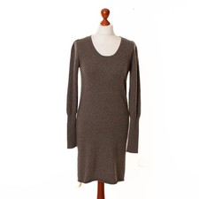 STEFANEL Cashmere Kleid Braun 100% Kaschmir Langarm Größe M  5549
