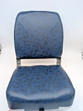Navy Blue with Black Pattern Vinyl High Back Folding Boat Helm Seat