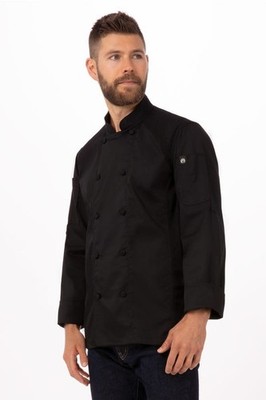 Chef Works Bowden Large Black Unisex Classic Solid Cotton Blend Chef Jacket 