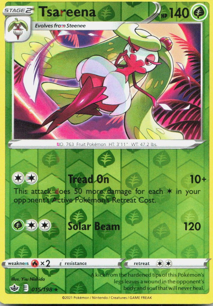 Tsareena 015/198 SWSH06 Chilling Reign Reverse Holo R NM Pokémon — English