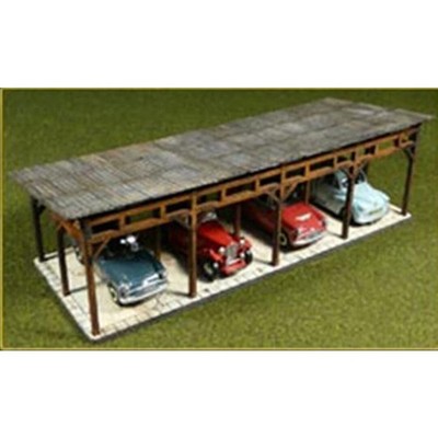 Proses LS-006, Laser-Cut Wood, 4 Card Shed Garage, Building Kit, HO Scale