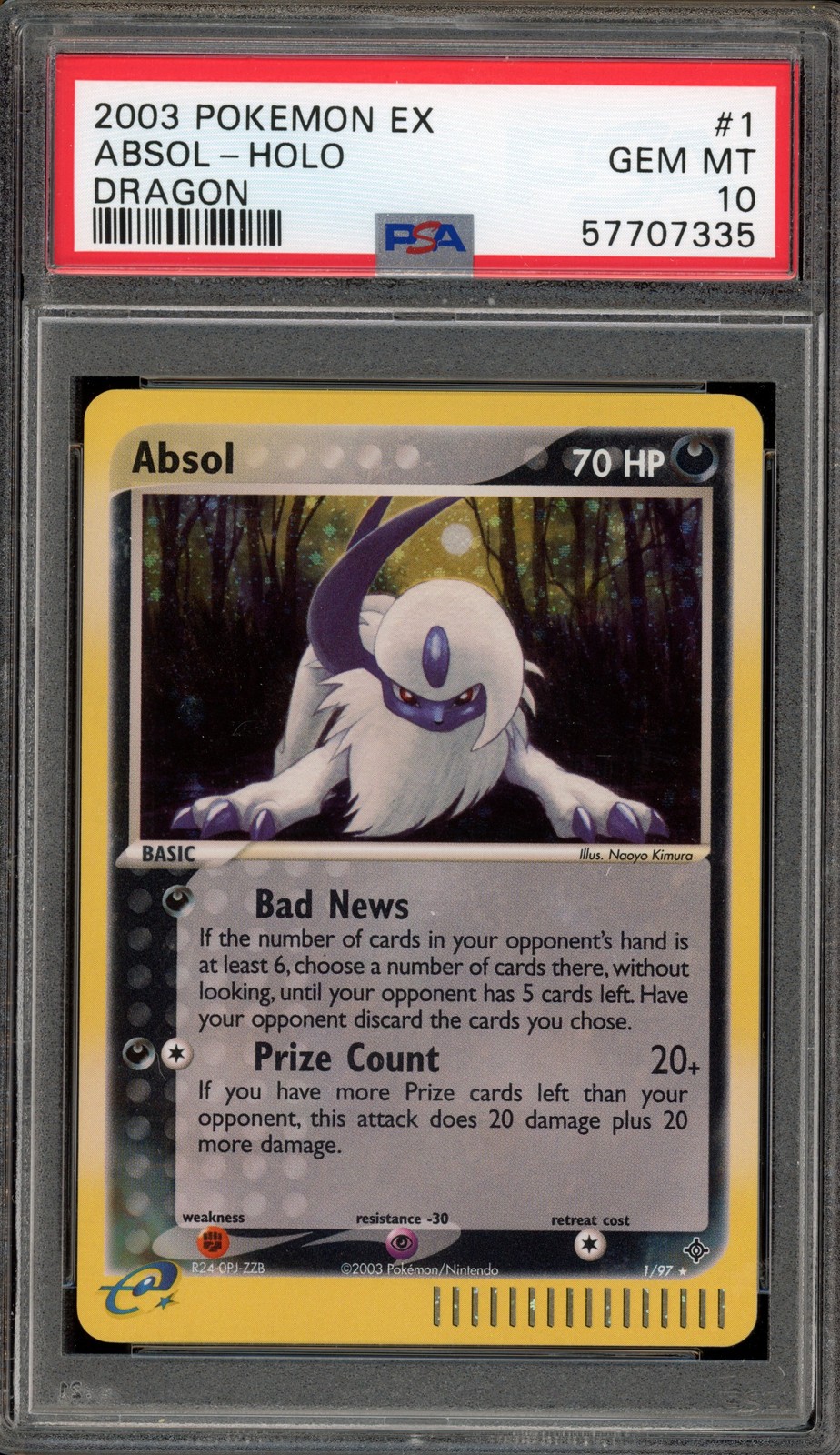 Pokemon Absol EX Dragon Holo Rare #1 PSA 10 Gem Mint