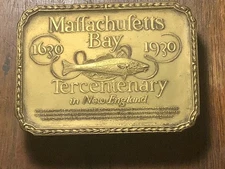 1630-1930 Maffachufetts Bay Tercentenary Bronze Plaque, Robbins Co - 68mm/90mm