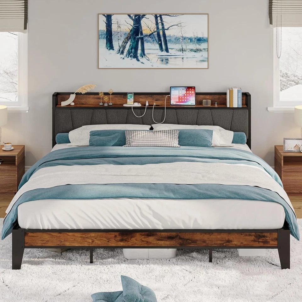 Durable California King Bed Frame with Storing Headboard: A Modern Masterpiece - Image 3 of 4
