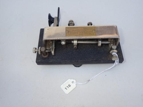 VINTAGE THE SIMPLEX AUTO KEY Ham Radio, Morse Code W/ BASE #116
