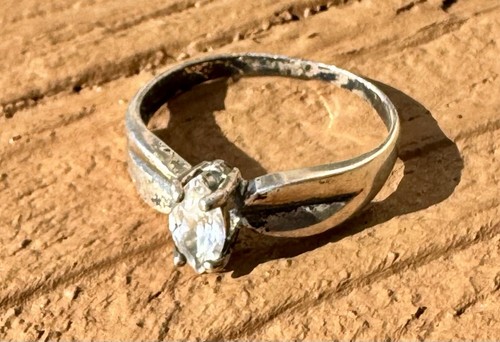 Antique Sterling Silver Womens Cocktail Ring Marquise Cut Cubic Zirconia Sz 8.75
