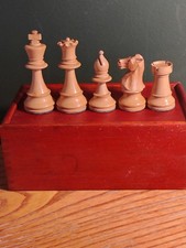 Vintage Lardy Staunton Pattern Chess Set Weighted King 3.25 Inches & Box VGC