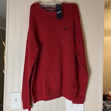 Mens Chaps Sweater Crew Neck Size M Red Cotton NEW w/tag 