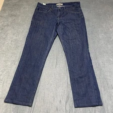 Perry Ellis Portfolio Jeans Mens 34x30 Blue Denim Cotton Dark Wash Straight Leg