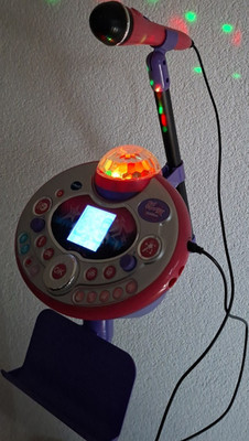 VTech Kid Super Star LightShow Karaoke-Set mit Mikrofon, Ständer, pink/lila