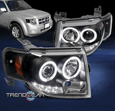 For 2008-2012 Ford Escape Led Dual Halo Projector Headlights Headlamp Black Lr