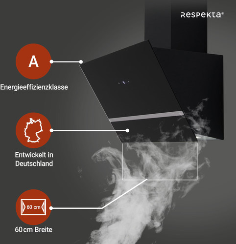 respekta CH24060SAM EEK: A Kopffreihaube, 60 cm breit, Abluft & Umluft, Glas-Sch - Bild 12 von 12