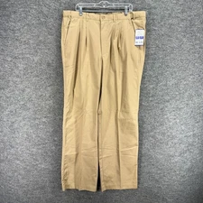 New Blair Dress Pants Men 40 Beige High Rise Pleated Straight Adjust-A-Band