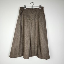 Vintage 70s 80s Wool Blend A-Line Midi Skirt Brown Heather Academic Tweed"