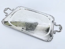 1940 RAY E. DODGE INC.  SILVER ON COPPER GADROON & SHELL BUFFET WAITER TRAY