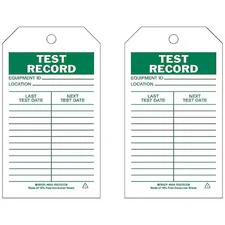Brady 86513 Tag, Maintenance, Heavy Duty Polyester, 7 In H X 4 In W, Green On