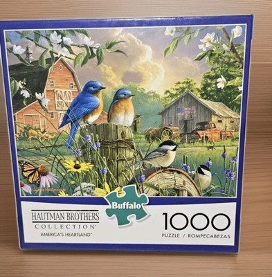 Haughtman Bros American Heartland  1000 pc Puzzle Bluebird  Barns Farm Scene 